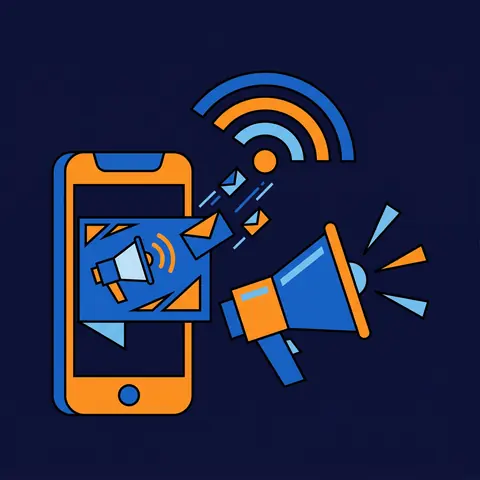 Ilustração de uma loja divulgando promoções pelo Wi-Fi