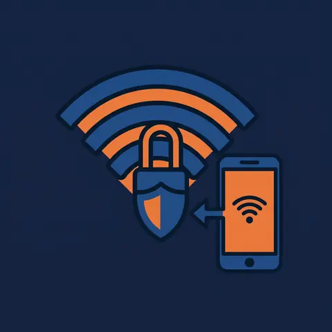 Ilustração de rede Wi-Fi protegida com cadeado e escudo